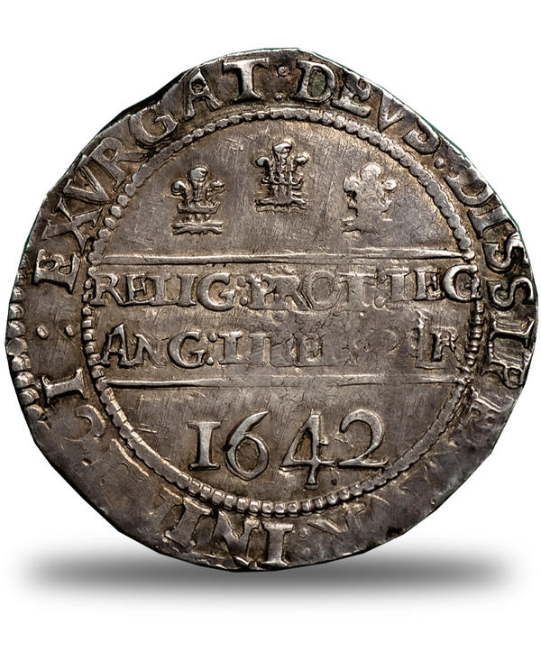 1642 CHARLES I OXFORD HALFCROWN - BULL 594B - 1 OF 3 KNOWN