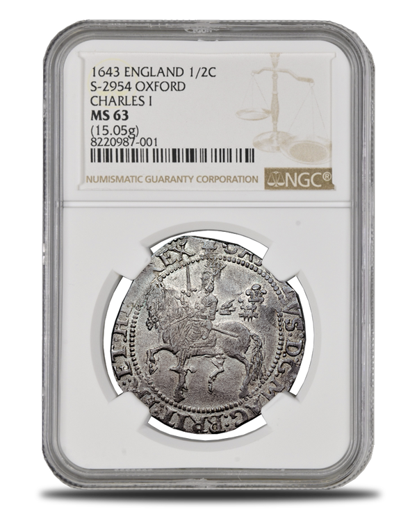 1643 Charles I Oxford Mint Halfcrown - NGC ms63 TOP POP !