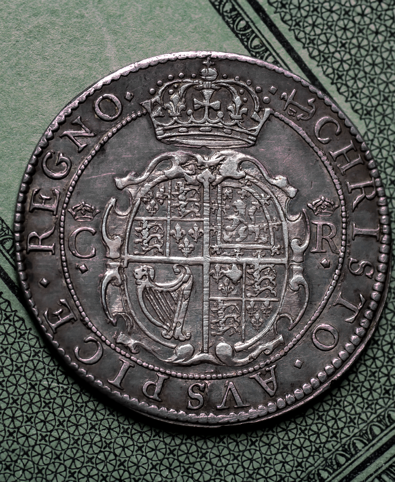 1638/9 CHARLES I NICHOLAS BRIOT 2ND MILLED ISSUE HALFCROWN S.2858